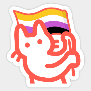 owie waving a non binary flag Sticker